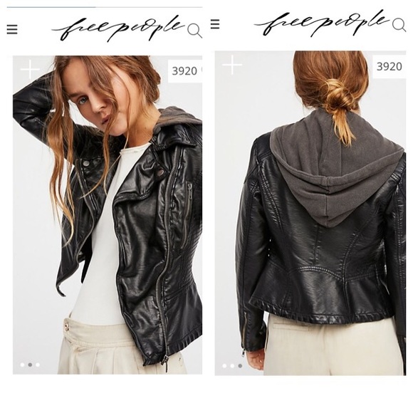 free people faux leather jacket with hood